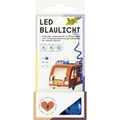 folia 989/2 - LED Blaulicht, 2 Stück mit ⌀ 3 x 2,3 cm, Blinkfrequenz von 3,4 Hz, wasserfest, Laufzeit von bis zu 12h, inkl. 4 Batterien und 2 Klebepads