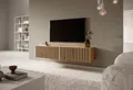 Selsey TV-Lowboard Telire Wotan Eiche Lamellenfront , mit schwarzen Einsätzen, 140 cm breit