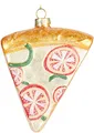 BRUBAKER Pizza Weihnachtskugel aus Glas - Handbemalt und Mundgeblasen - Christbaumschmuck Pizzastück Lustig - Christbaumkugel Figuren Weihnachtsdeko Anhänger - Deko Baumkugel