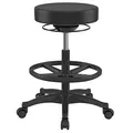 SONGMICS Arbeitshocker, hoher Sitz, ergonomischer Dynastischer Hocker, Stehstuhl, drehbar und verstellbar, 59,5 – 81 cm, mit Verstellbarer runder Fußstütze, Schwarz OSC007B01