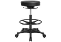 SONGMICS Arbeitshocker Bürohocker, Sitzhocker, 360° Drehstuhl, höhenverstellbar, 59,5-81 cm, ergonomischer Arbeitshocker, verstellbare Fußstütze, schwarz