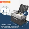 VESKA Kompressor Kühlbox elektrisch, Gefriertruhe mit APP-Steuerung - 42l anthrazit