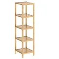 Casaria® Badezimmer Regal Bambus 5 Ablagen Belastbarkeit 40kg 140x33cm Bad Küche Kinderzimmer Wohnzimmer Bücherregal Holzregal Mehrzweckregal Braun