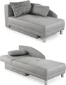 Récamiere-Schlafsofa Federkern Couch Liege Gästebett mit Bettkasten in Hellgrau / 15122