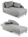 luma-home Stilvolle Recamiere mit Schlaffunktion und Bettkasten, B149/T90/H80 cm, Federkernpolsterung, ausziehbar zur Liegefläche von 200 x 84 cm, Stoff Flachgewebe in Hellgrau / 15122