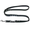 FREUDENTIER Hundeleine Leder 2m - Lederleine verstellbar - Führleine aus Fettleder für kleine, mittelgroße & große Hunde - Alsterufer Kollektion (Midnight, 16mm breit)