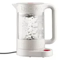 Bodum 11659-01/913EURO Schnurloser Wasserkocher, Glasgehäuse, 1,1 l FÃ1/4llmenge, 1500 Watt, 360° Sockel, Trockengehschutz, Kalkfilter, Warmhalt...