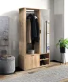Garderobe mit Spiegel MILO, Modisch Artisan, Metallhaken, Verstellbar Regale