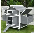 Melko Hühnerstall Hühnerhaus inkl. 2 Nestboxen Hühnervoliere Holz Geflügelstall, Rollbar, 4 Nistplätzen, Holzrampe, 2 Sitzstangen