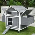 Hühnerhaus Hühnerstall Geflügelstall Rollbar Rollen + 2 Nestboxen Rampe Holz