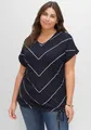 sheego Große Größen: Shirt mit Streifen und Bindeband am Saum, nachtblau-weiß, Gr.40/42-56/58 14530500937