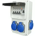 Stromverteiler 230V, 4x Schuko Steckdose mit Schalter, Steckdosenverteiler mit Fi Schutzschalter 40A, 4x C 16A. Baustromverteiler IP44.
