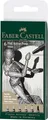 Faber-Castell 167154 - Tuschestift Pitt Artist Pen, Farbe 199, schwarz, XXS, XS, S, F, M, 1.5, 6er Etui