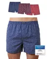 Snocks American Boxershorts Herren aus Bio-Baumwolle 3er-Pack, Weite Passform und lockerer Fit, Kein juckendes Etikett und komfortabler Bund, Unterhosen Herren Gr.M, Farbe Kleines Karo Mix Blau/Rot