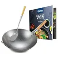 CLP Pfannen-Set Wok Set, Metall (1er), Flacher oder runder Boden für Gas oder Induktion Ø 36 cm x 36 cm x 16 cm