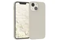 EAZY CASE Handyhülle Premium Silikon Case für Apple iPhone 13 Mini 5,4 Zoll, Hülle Silikon mit Displayschutz Handy Softcase Slimcover Taupe / Beige