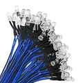 YIXISI 100 Stücke Vorverdrahtete LED, 12V Dioden Licht, 5mm LEDs, 20cm Kabel (Blau)