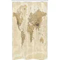 Abakuhaus Duschvorhang Badezimmer Deko Set aus Stoff mit Haken Breite 120 cm, Höhe 180 cm, Karte Vintage alte Welt Mapping Atlas beige