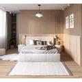FDM Polsterbett Stauraumbett 90x200cm Beige - hochwertiges Velours - Bettrahmen, mit großen gepolsterten Kopfteil, mit Bettkasten zum aufklappen) - Beige