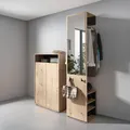 Garderoben-Set BYLIVING "Lyon, platzsparender Garderobenschrank mit großem Spiegel", braun (artisan eiche), B:40cm H:185cm T:35cm
