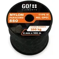 GO!elements Abspannleine Paracord 550 - 4mm, Paracord 550 aus reißfester Nylonschnur schwarz 100m