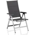 KETTLER BasicPlus Padded Klappstuhl, silber/anthrazit, Alu/Textilene, 0301201-9000, verstellbare Rückenlehne