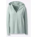 Kapuzenstrickjacke HEINE, Damen, Gr. 44, grün (kalkmint, meliert), 50% Viskose, 28% Polyester, 22% Polyamid, meliert, unifarben, Langarm, Strickjacken