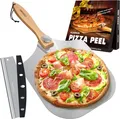 Mooues Pizzaschieber, Aluminium Pizzaschaufel mit Faltbarer Griff, 30.5 x 35.5