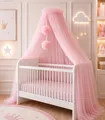 Baby Fancyroom Betthimmel für Babybett, Prinzessin Babywiege, Moskitonetz, Beistellbett Himmel, Babyzimmer Deko, Baldachin Premium Tüll (Rosa, Betthimmel mit Bommel)
