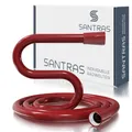 SANTRAS® Duschschlauch 1,5m aus Kunststoff in Rot (RAL 3003) inkl. Dichtungen - Brauseschlauch mit Verdrehschutz & Knickschutz - Standard Anschluss & Trinkwassergeprüft für Dusche und Badewanne