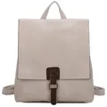 ITALYSHOP24 Rucksack Damen Schultertasche Backpack Umhängetasche CrossBody Leder Optik Bag, Geräumiges Hauptfach, praktische Fächer, komfortabel, leicht & robust beige 32 cm x 33 cm x 10 cm