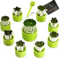 AVANA 9 Stück Edelstahl Ausstechformen Gemüse Obst Ausstecher Tiere Form Gemüseschneider Keks Plätzchen Schneider Cookie Cutter Gemüseausstecher Schutzgriff für Kinder (Grün)