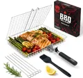 SHIZZO Grillkorb, Barbecue-Bbq-Grillkorb, Große Faltbare Grillkörbe Aus E