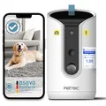 PetTec® Haustierkamera 360° und automatischer Futterspender mit Leckerliauswurf - via App & Multitaste - Bell-Erkennung - 3MP Nachtsichtfunktion - Hundekamera & Katzenkamera