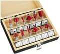 Meister Fräser-Set 12-teilig - Zur Holzbearbeitung - Für Oberfräsen mit 8 mm Schaft - Hartmetall / Nutfräser / Zinkenfräser / Bündigfräser / Viertelstabfräser / Hohlkehlfräser / Abrundfräser / 5644460