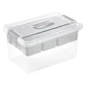 keeeper Organizer-Box, 16 l, Bequemer Griff, Praktische Clips, Herausnehmbarer Einsatz, Aufbewahrungsbox, 29 x 41 x 20 cm, henri, Nordic Grey (Grau)