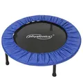 Physionics® Mini Trampolin - Klappbar, Ø81/91/96/102/114/122cm, bis 100 kg, Schwarz-Blau - Minitrampolin, Indoor und Outdoor Bodentrampolin für Erwachsene, Fitness, Sport, Jumping