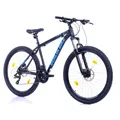BERLIN BIKE Mountainbike MTB1 – mit komplettem Shimano Set - 21 Gang Shimano FD-TZ500/RD-TY300D, Dacron Hydraulische Scheibenbremsen (Schwarz-Blau, 27,5 Zoll und 46 cm Rahmenhöhe)