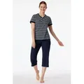 Schiesser Schlafanzug Casual Essentials mit modisch umgeschlagenen Ärmeln blau S (36)