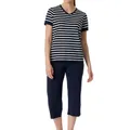 Schiesser Schlafanzug kurz Set 3/4 Lange Hose Kurzarm Oberteil weiche Baumwolle - Nightwear