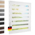 Doppelrollo Klemmfix ohne Bohren Weiß 60x140 cm [Stoffbreite 56cm] Duo Rollo Fensterrollo für Fenster/Türen Gardine Klemmrollo Seitenzugrollo Sichtschutz Sonnenschutzrollo Zebrarollo