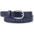 Ledergürtel BERND GÖTZ, Damen, Gr. 85, blau (marine), Leder, Ausstanzungen, unifarben, genarbt, casual, Gürtel, mit stylischem Rasterdesign