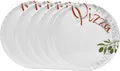 Van Well Famosa italienische Pizzateller groß ø 33cm weiß 6er Set – Porzellan XL Teller für Pizza, Pasta & Salat – Mikrowellen geeignet, spülmaschinenfest, gut stapelbar (Famosa, 6 Teller)