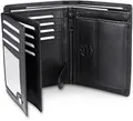 Frentree Geldbörse aus Nappa Leder mit RFID Schutz, 15 Kartenfächer, Hochformat Portemonnaie, Schwarz mit Geschenkbox
