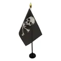 AZ FLAG - Tischflagge Pirat Totenkopf Und Knochen - 15x10 cm Goldene Splitze - Piraten Tischfahne 10 x 15 Cm - Flaggen