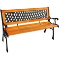 Mojawo Stabile und Massive Parkbank Holz MetallGartenbank Sitzbank 125 x 52 x 74 CM