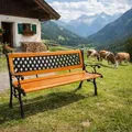 Gartenbank Parkbank Massivholz Metall pulverbeschichtet Natur/Schwarz - Braun