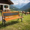 Stabile und massive Parkbank Holz Metall Gartenbank Sitzbank 125 x 52 x 74 cm