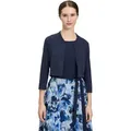 Sweatjacke VERA MONT "Vera Mont Bolero-Jacke figurbetont", Damen, Gr. 46, blau (night sky), Jersey, Obermaterial: 95% Polyester, 5% Elasthan., klassisch, schmal normal, V-Ausschnitt, 3/4-Ärmel, Sweatjacken, Nahtführung