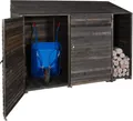 Geräteschuppen HWC-J75, Geräteschrank Gerätehaus, Holz gebeizt MVG-, 180x250x93cm anthrazit-grau
